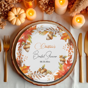 Plato De Papel Elegante Despedida de Soltera Floral Boho de Otoño