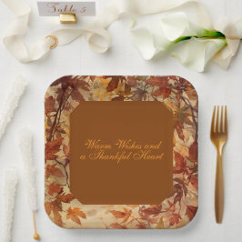 Plato De Papel Elegante,Día de Acción de Gracias,Hojas de Otoño,P
