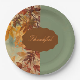 Plato De Papel Elegante,Día de Acción de Gracias,Hojas de Otoño,R