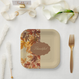 Plato De Papel Elegante,Día de Acción de Gracias,Hojas de Otoño,R