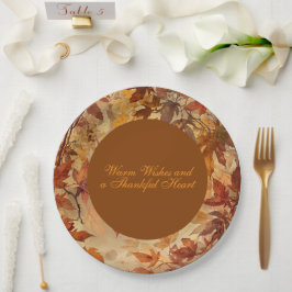 Plato De Papel Elegante,Día de Acción de Gracias,Hojas de Otoño,R