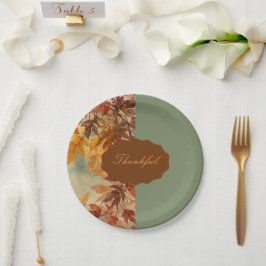 Plato De Papel Elegante,Día de Acción de Gracias,Hojas de Otoño,R