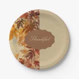 Plato De Papel Elegante,Día de Acción de Gracias,Hojas de Otoño,R