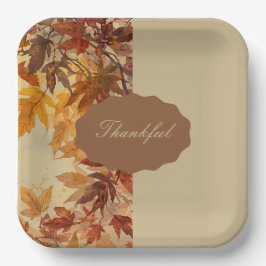 Plato De Papel Elegante,Día de Acción de Gracias,Hojas de Otoño,R