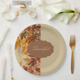 Plato De Papel Elegante,Día de Acción de Gracias,Hojas de Otoño,R