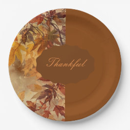 Plato De Papel Elegante,Día de Acción de Gracias,Hojas de Otoño,R