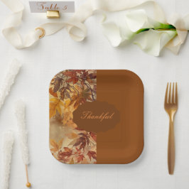 Plato De Papel Elegante,Día de Acción de Gracias,Hojas de Otoño,R