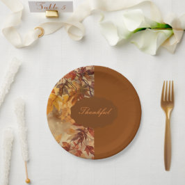 Plato De Papel Elegante,Día de Acción de Gracias,Hojas de Otoño,R