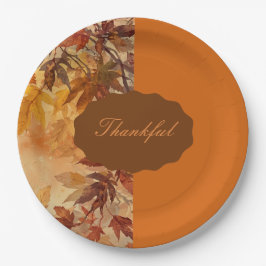 Plato De Papel Elegante,Día de Acción de Gracias,Hojas de Otoño,R