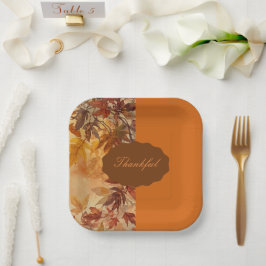 Plato De Papel Elegante,Día de Acción de Gracias,Hojas de Otoño,R
