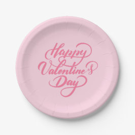 Plato De Papel Elegante Día de San Valentín suave y rosa