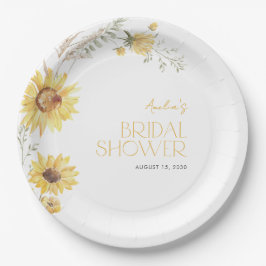 Plato De Papel Elegante Ducha Boho Sunflower Botánica Bridal