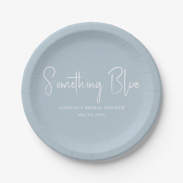 Plato De Papel Elegante ducha de boda azul claro (Anverso)