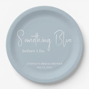 Plato De Papel Elegante ducha de boda azul claro