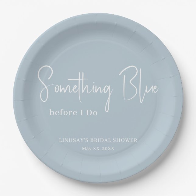 Plato De Papel Elegante ducha de boda azul claro (Anverso)