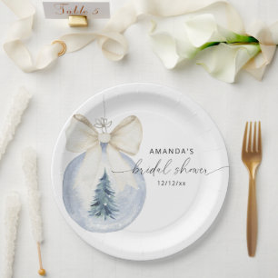 Plato De Papel Elegante ducha de novia de invierno