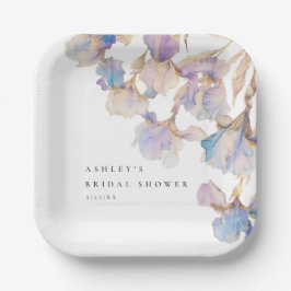 Plato De Papel Elegante Ducha de Novia Floral Iris