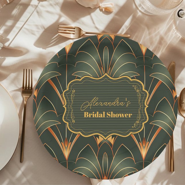 Plato De Papel Elegante ducha de novia geométrica Art Deco (Subido por el creador)