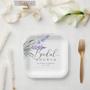 Plato De Papel Elegante Ducha de Novia Rústica Lavanda