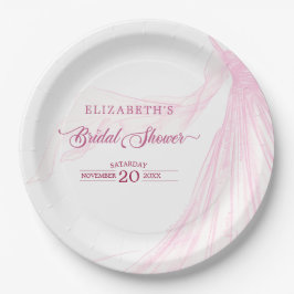 Plato De Papel Elegante ducha de novia suave rosa rosa