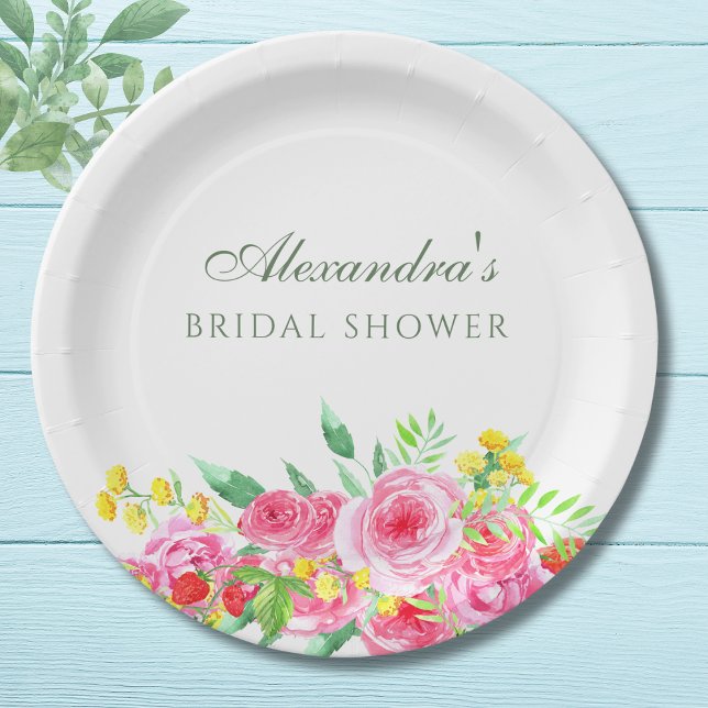 Plato De Papel Elegante ducha de novias rosada Rubor Peony (Subido por el creador)
