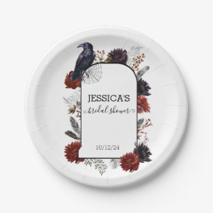 Plato De Papel Elegante ducha nupcial floral de Halloween