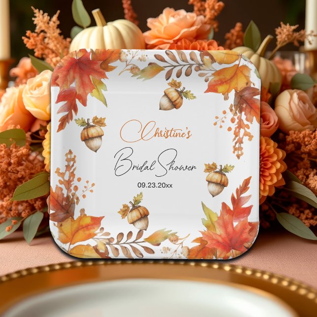Plato De Papel Elegante ducha nupcial floral Fall Boho (Subido por el creador)