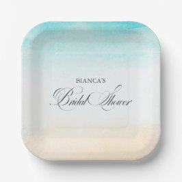 Plato De Papel Elegante ducha tropical costera de novias