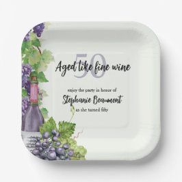 Plato De Papel Elegante Edad Como Fiesta de Vino Fino 50 Cumpleañ