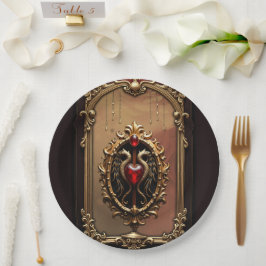 Plato De Papel Elegante emblema de lujo del corazón.