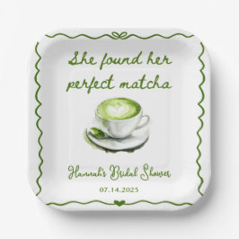 Plato De Papel Elegante, Encontró Su Ducha Bridal Matcha Perfecta