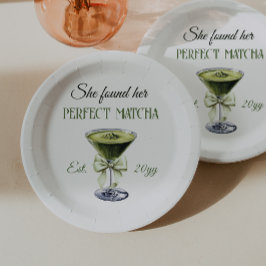 Plato De Papel Elegante, Encontró Su Ducha Bridal Matcha Perfecta