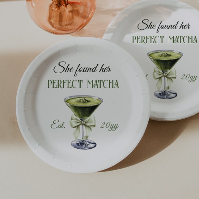 Plato De Papel Elegante, Encontró Su Ducha Bridal Matcha Perfecta (Subido por el creador)