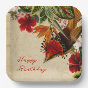 Plato De Papel Elegante Ephemera Feliz Cumpleaños