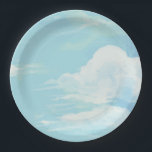 Plato De Papel Elegante está en la ducha nublada 9 Blue Sky Brida<br><div class="desc">Añada un toque de elegancia a su celebración con nuestras Placas de ducha de nubes azul cielo azul She's On Cloud 9. Estos platos de papel, con un diseño de cielo azul acuático de ensueño con nubes blancas suaves, complementan perfectamente su temática de la ducha de novia. Ideal para añadir...</div>