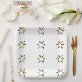 Plato De Papel Elegante estampado estelar estrellas de imitación
