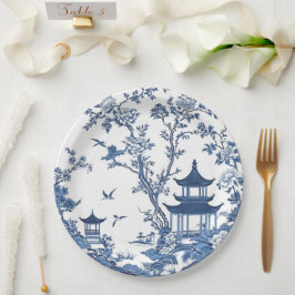 Plato De Papel Elegante estilo sencillo estilo chinoiserie Blue W