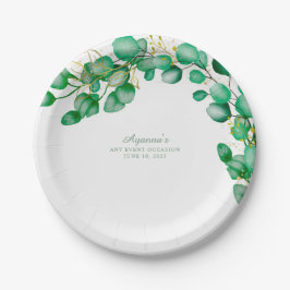 Plato De Papel Elegante Eucalyptus Greenery Sage