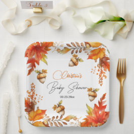 Plato De Papel Elegante Fall Boho Floral Baby Shower