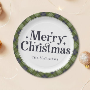 Plato De Papel Elegante Familia Feliz Navidad Fiesta Clásico Plat