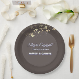 Plato De Papel Elegante, felicidades de compromiso personalizadas