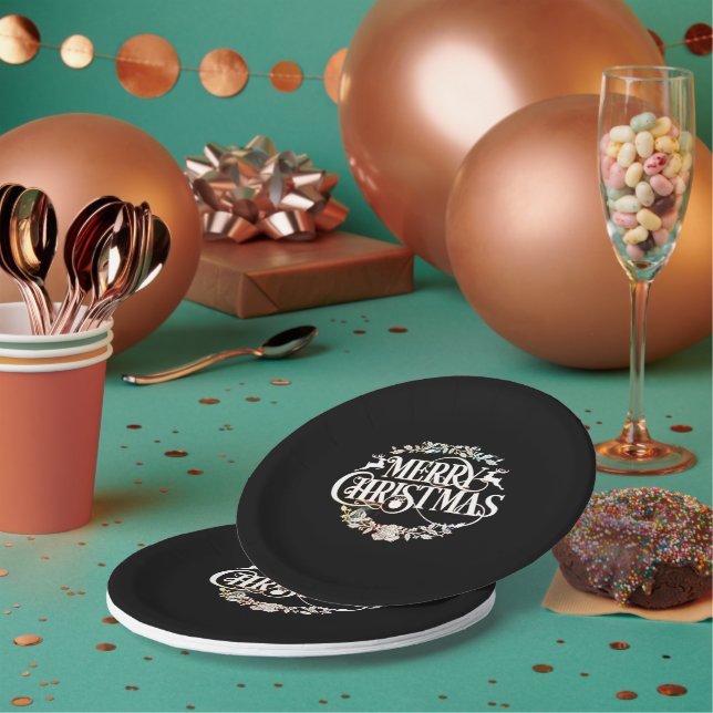 Plato De Papel elegante Feliz Navidad (Multi)