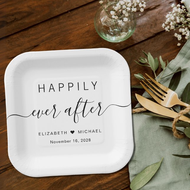 Plato De Papel Elegante, feliz para siempre después de Boda (Subido por el creador)
