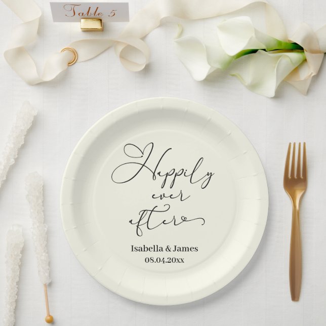 Plato De Papel Elegante, feliz por siempre después de Boda románt (Boda)
