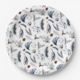 Plato De Papel Elegante feriado botánico de pino de invierno