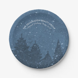 Plato De Papel Elegante feriado corporativo de árboles de nieve e