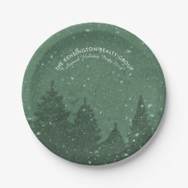 Plato De Papel Elegante feriado corporativo de árboles de nieve e