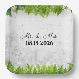 Plato De Papel Elegante Fern Natural Romantic Leaves Boda