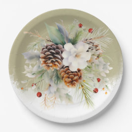 Plato De Papel Elegante Fiesta Baby Shower Evergreen de invierno