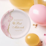 Plato De Papel Elegante Fiesta de Agate de Oro Rosado Bat Mitzvah<br><div class="desc">La agata de moda rosa y oro decora el costado de este hermoso y giratorio plato de papel fiesta Bat Mitzvah. El nombre de su hija está escrito en un hermoso guión formal bajo la Estrella de David. Decoración femenina perfecta para una moda, elegante familia judía celebrando la llamada de...</div>